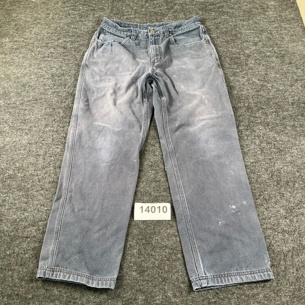 Duluth Trading Co. Straight Leg Jeans Mens 32x30 Gray Cotton Zip Fly Workwear